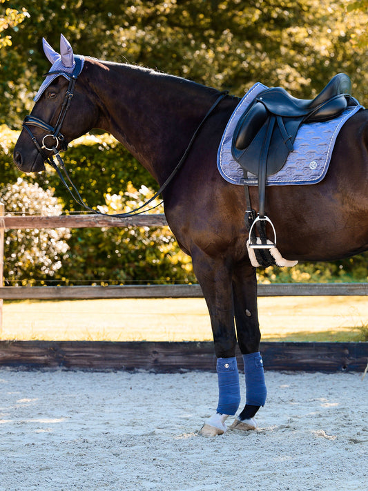 PS of Sweden Velvet Monogram Saddlepad - Dressage - Mist Blue