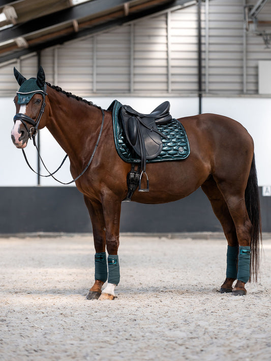 PS of Sweden - Holiday Dazzling Metallic Dressage Saddlepad  & Polos Set - Mystique Green