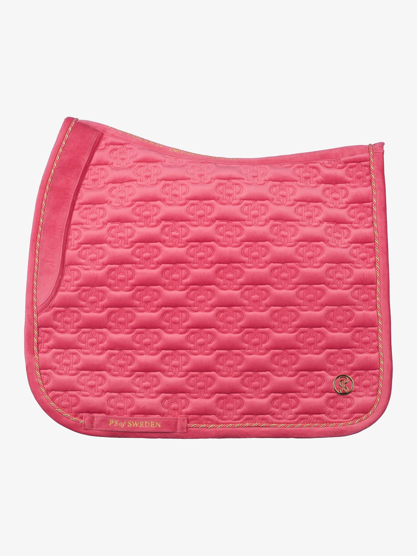 PS of Sweden Velvet Monogram Saddlepad - Dressage - Scarlet Pink