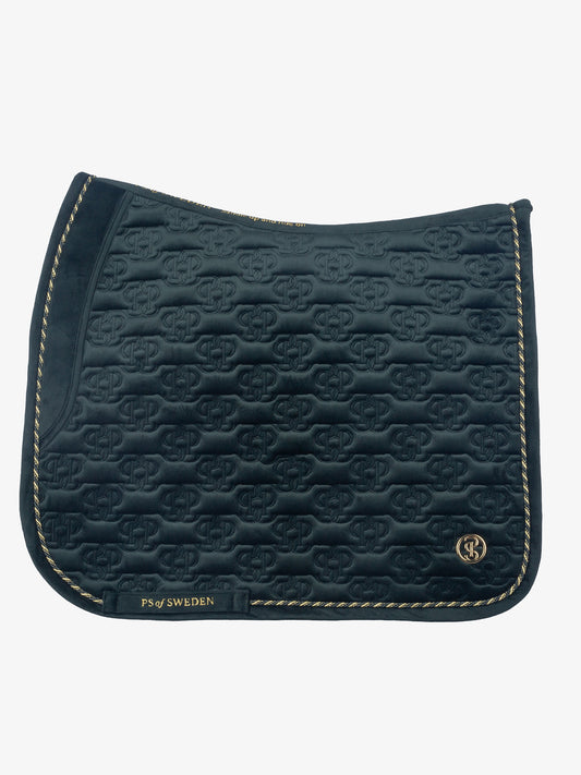 PS of Sweden Velvet Monogram Saddlepad - Dressage - Midnight Green