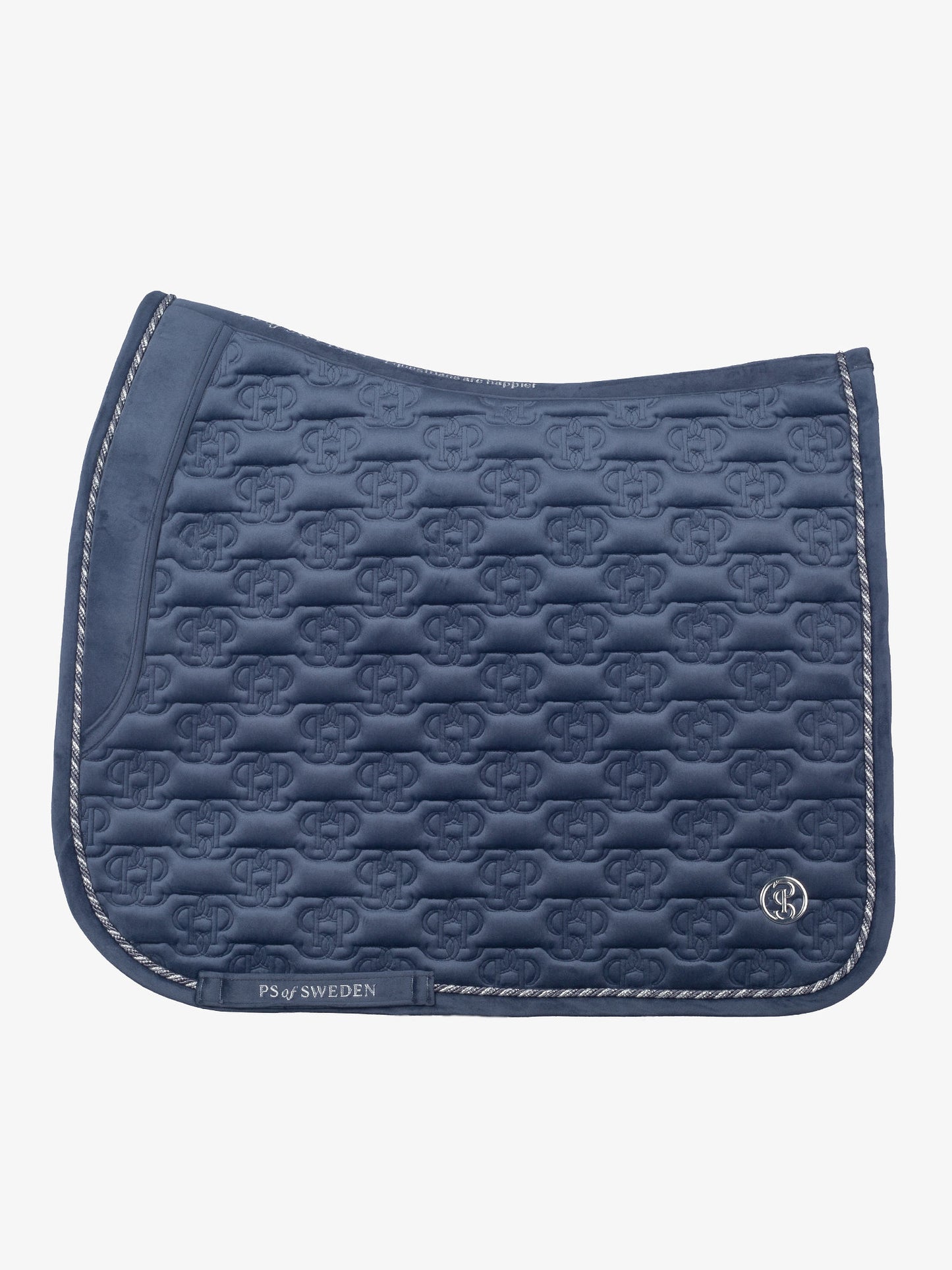 PS of Sweden Velvet Monogram Saddlepad - Dressage - Mist Blue